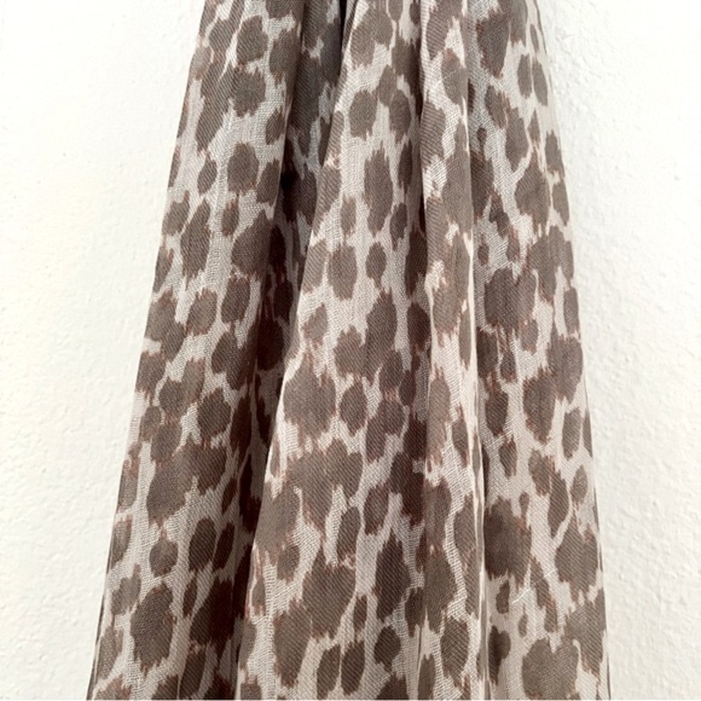 Gray and White Leopard Print Scarf